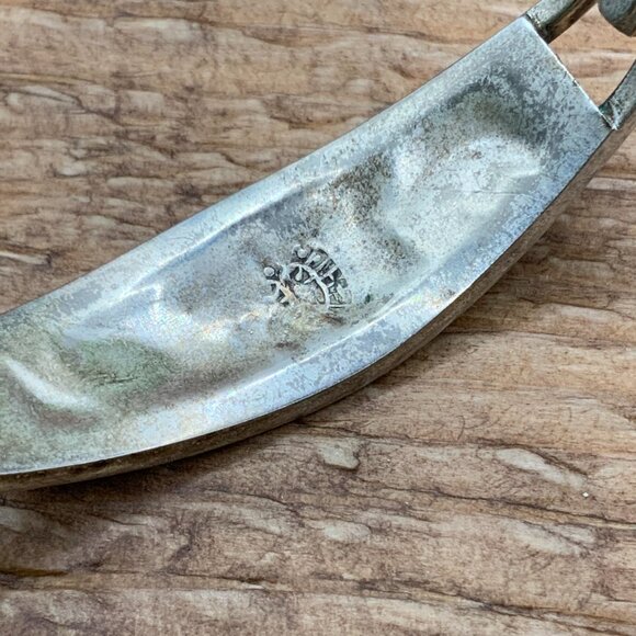 Alpaca Mexico Burnt Orange Silver Mother of Pearl Flower Bangle Hinged Bracelet - Picture 4 of 7